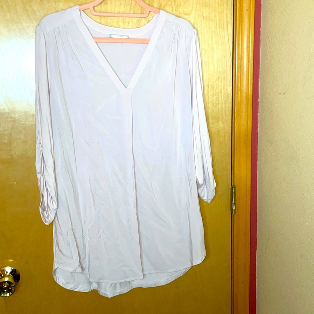 Pleiome long sleeve 100% rayon LG v neck shirt lavender